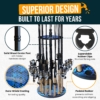 Rod holder with durable Dura-Shield coating and expandable clips for 16 rods.