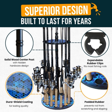round fishing rod holder plans Rush Creek Creations | for 16 Freshwater Fishing Poles, Fishing Gear, and Fishing Accessories Fishing Rod Rack Plans |