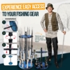 Round fishing rod holder with easy gear access, shown beside a man, easy to install.