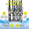 Waterproof all-weather rod rack with reinforced bars and smooth swivel wheels.