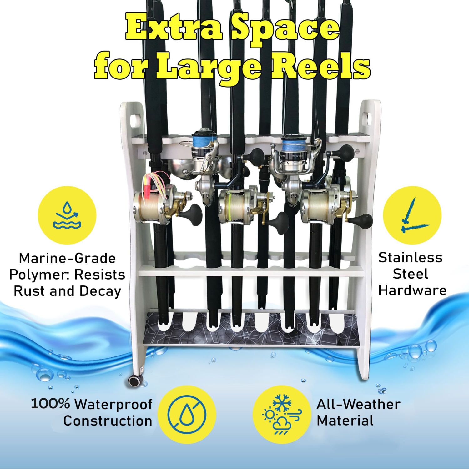 Rush Creek Creations Reel Salty Marine Grade Composite 16-Rod Rolling ...