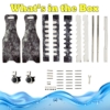 All rack parts, wheels, screws, and tools included in the box.