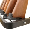 Wall gun storage rack displaying five rifles with stock and barrel supports.