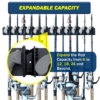400044 5 Fishing rod wall holder with durable build and expandable capacity for garage storage.