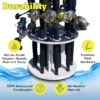 Fishing rod holder rack with 360° rotation for spinning rods and reel combos, durable marine grade fishing rod storage.