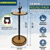 700035_dim-1030x1030 Fishing rod rack holding up to 24 rods with 360° access, secure clips, and size details.