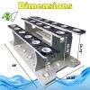 Space saving marine grade 19-rod fishing organizer with dimensions.