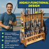 385000N_life Rolling fishing rod holder for 16 rods with reels and fishing line spooler, saltwater and freshwater garage storage rack.