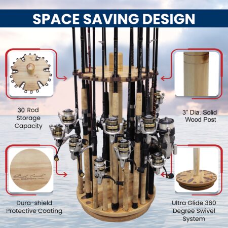30-Rod Fishing Rod Storage Rack with Dual-Rod Clips  Rush Creek Creations