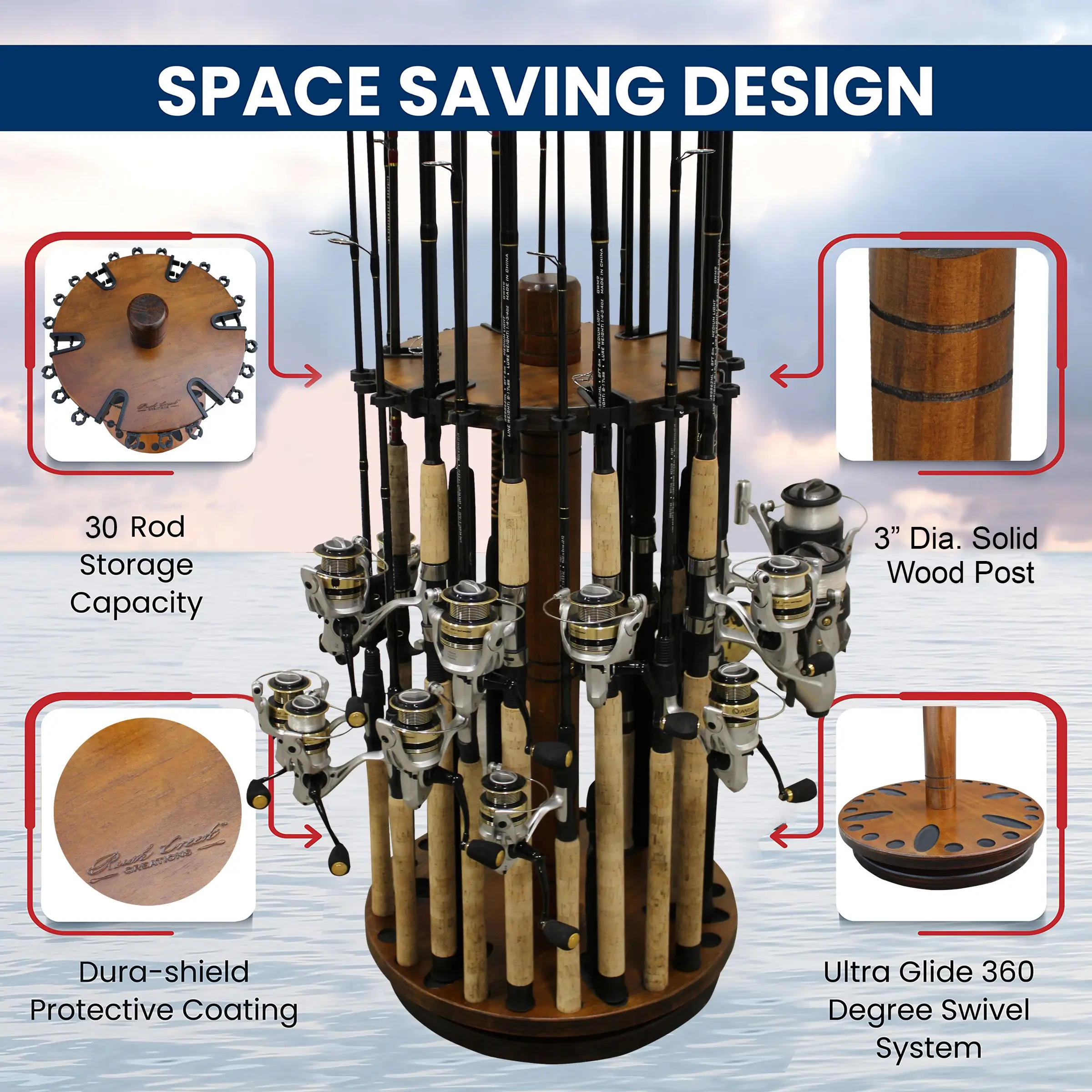 30-Rod Storage Rack w/ Dual Clips | Rush Creek Creations
