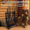 383059 easy access 4 Easy access and secure storage black gun storage rack holds up to 8 rifles or shotguns upright.