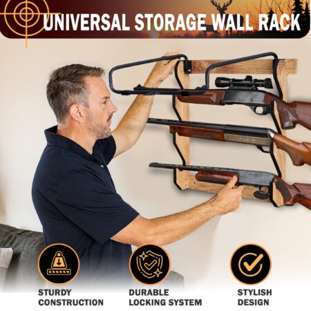 Locking 3-Gun Wall Mount Display Rack | Rush Creek Creations