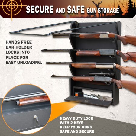 Locking 4-Gun Wall Storage Rack | Rush Creek Creations