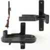 385015 main2 Rush Creek Creations Black Adjustable Metal 1-Gun Wall Rack holding a shotgun. This rack can hold one rifle or shotgun.