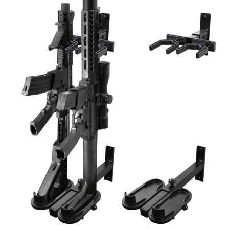 Rush Creek Creations Adjustable Metal 2-Gun Wall Rack – Wall Mounted Rifle & Shotgun Storage Organizer