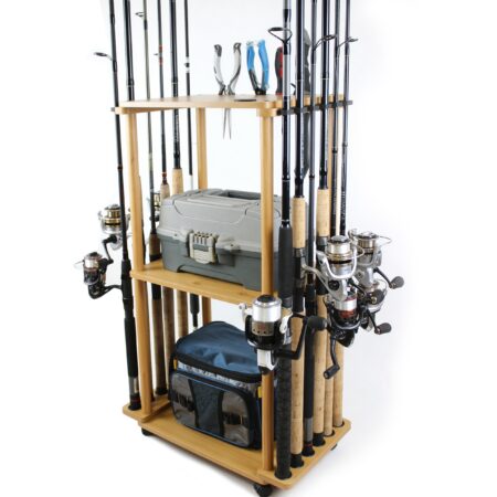 Rush Creek Creations 12 Rod Fishing Pole Tackle Cart & Tackle Storage Organizer