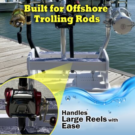 fishing rod holders for boat for trolling Holder - Vertical Side Mount No Standoffs Fish White RHSF 316 Stainless Steel Boat Rod