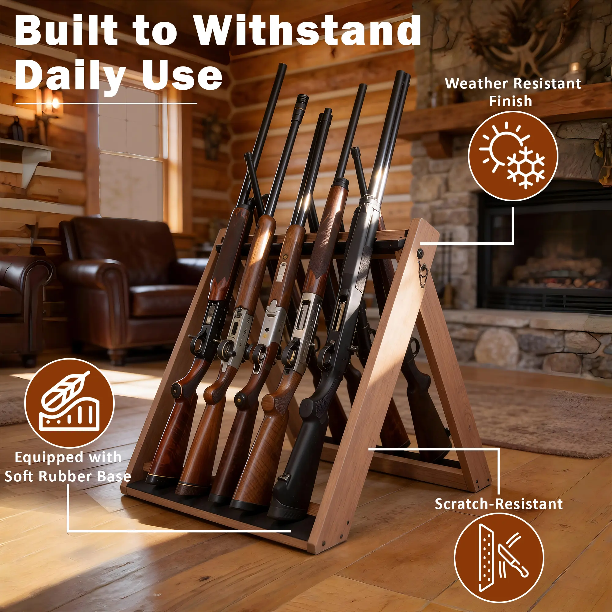 ファイヤーキング　ローフパン　アンバー　籐　トレイ　USA Portable Folding 10-Gun Storage Rack | Rush Creek Creations