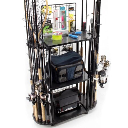 18-Rod Fishing Pole Tackle Cart & Storage Organizer